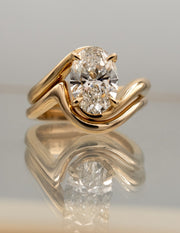 1.50- 3.0 CT Oval cut Lab Grown Diamond Solitaire Setting Bridal Set