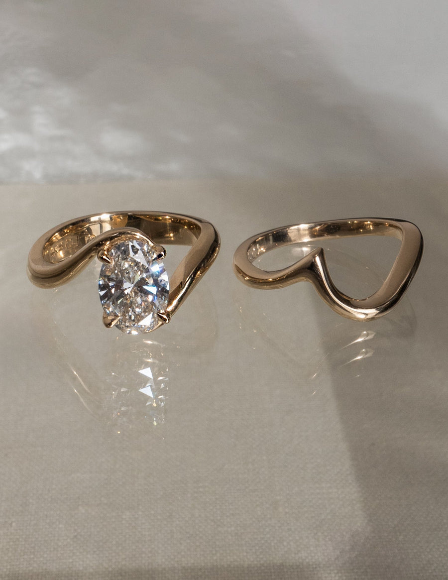 1.50- 3.0 CT Oval cut Lab Grown Diamond Solitaire Setting Bridal Set