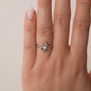 0.84 CT Oval Cut Cluster Moissanite Engagement Ring