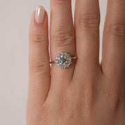 0.88 CT Round Cut Halo Moissanite Engagement Ring