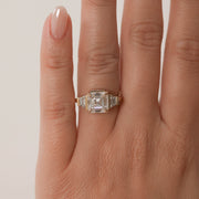 2.03 CT Asscher Cut Three Stone Moissanite Engagement Ring