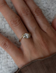 1.0 - 2.0 CT Oval Cut Lab Grown Diamond Pavé Unique Setting Engagement Ring