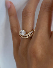 1.0- 2.0 CT Oval Cut Lab Grown Diamond Pave Setting Bridal Set