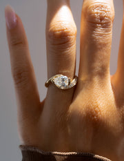 1.0 - 2.0 CT Pear Cut Lab Grown Diamond Pavé Unique Setting Engagement Ring