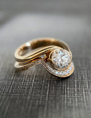 1.0- 2.0 CT Oval Cut Lab Grown Diamond Pave Setting Bridal Set