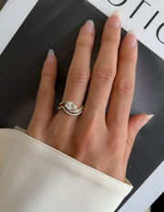 1.0- 2.0 CT Oval Cut Lab Grown Diamond Pave Setting Bridal Set