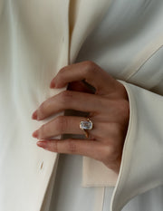 1.0 -3.0 CT Emerald Shaped Lab Grown Diamond Bypass Style Engagement Ring