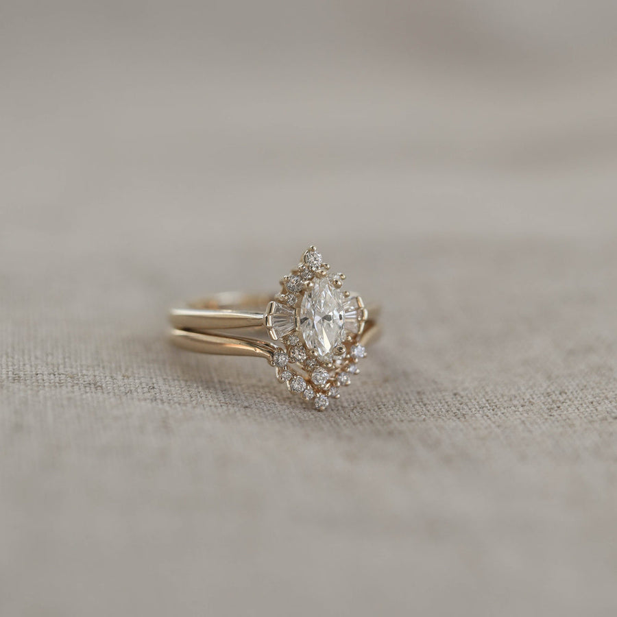 0.96ctw Marquise Cluster Moissanite Diamond Wedding Band