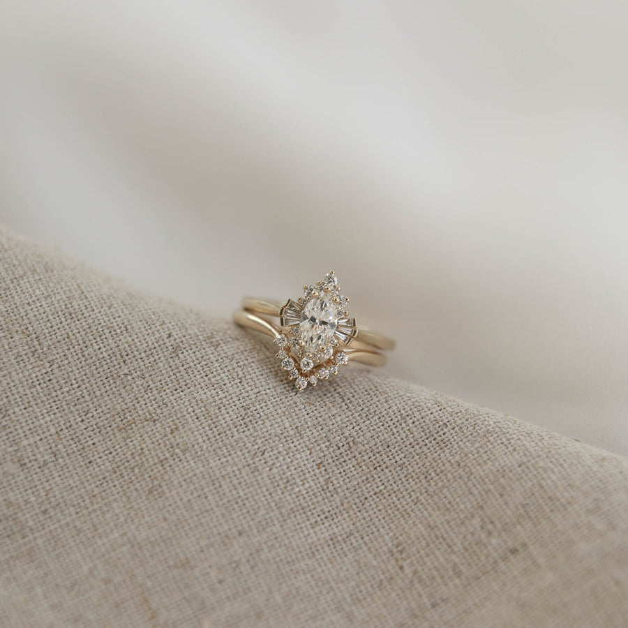 0.96ctw Marquise Cluster Moissanite Diamond Wedding Band