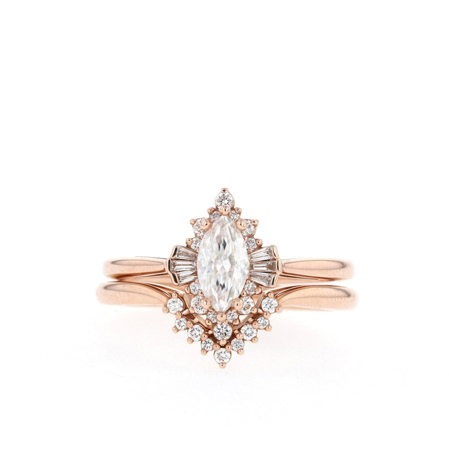 0.96ctw Marquise Cluster Moissanite Diamond Wedding Band