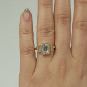 1.60 CT Emerald Cut Three Stone Moissanite Engagement Ring