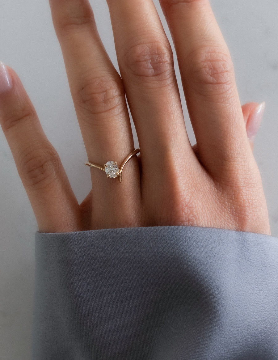 0.50 -1.50 CT Oval Cut Lab Grown Diamond Solitaire Engagement Ring