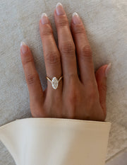 1.0 - 3.0 CT Moval Shaped Lab Grown Diamond Pave Style Engagement Ring