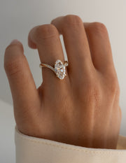 1.0 - 3.0 CT Moval Shaped Lab Grown Diamond Pave Style Engagement Ring