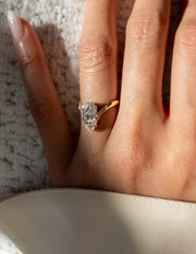 1.0 - 3.0 CT Moval Shaped Lab Grown Diamond Pave Style Engagement Ring