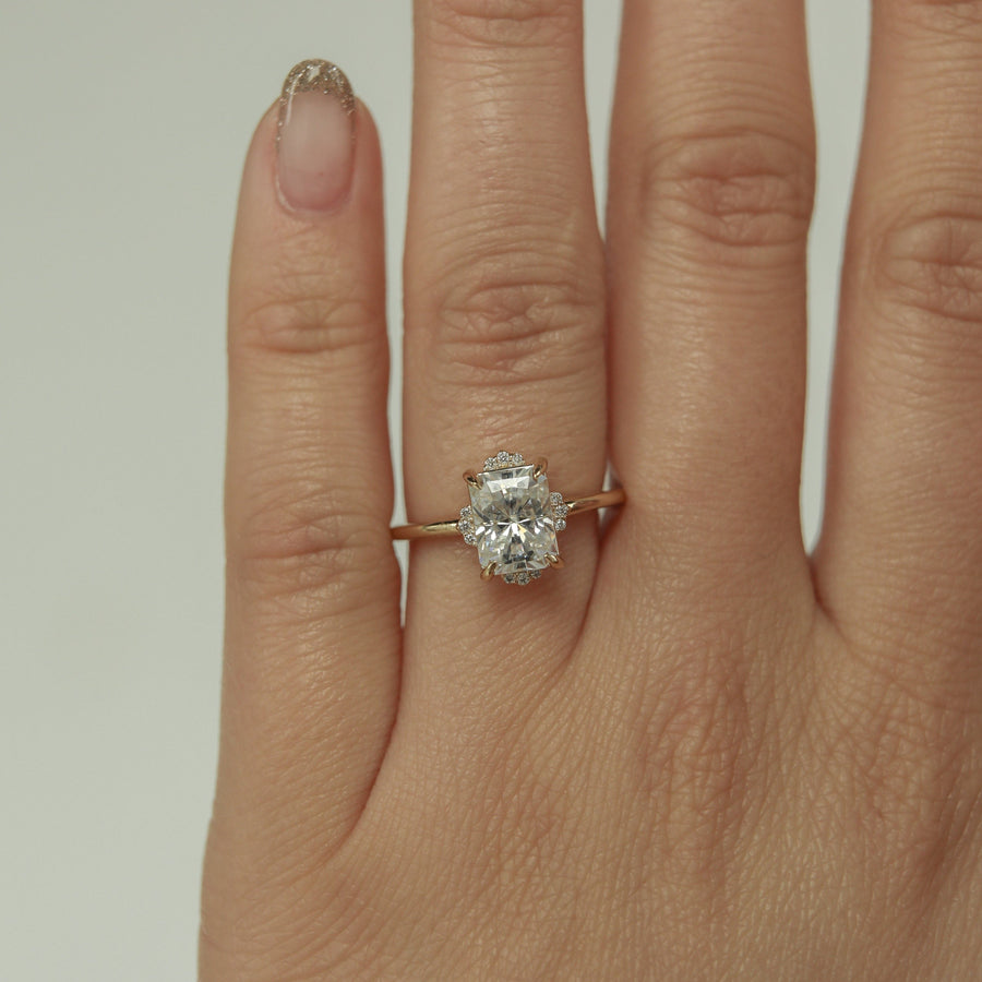 1.04 CT-2.43 CT Radiant Cut Cluster Moissanite Engagement Ring