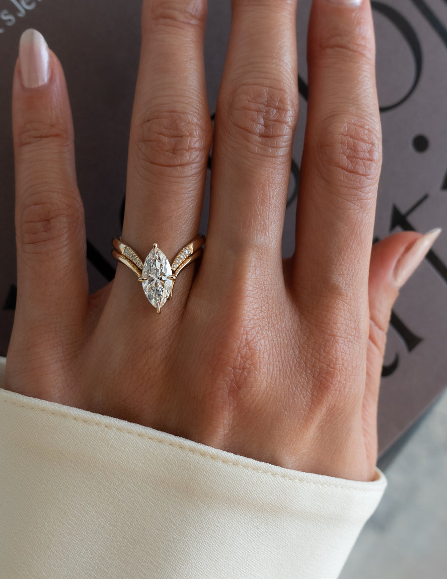 1.25 - 3.0 CT Marquise Shaped Lab Grown Diamond Solitaire Style Bridal Set