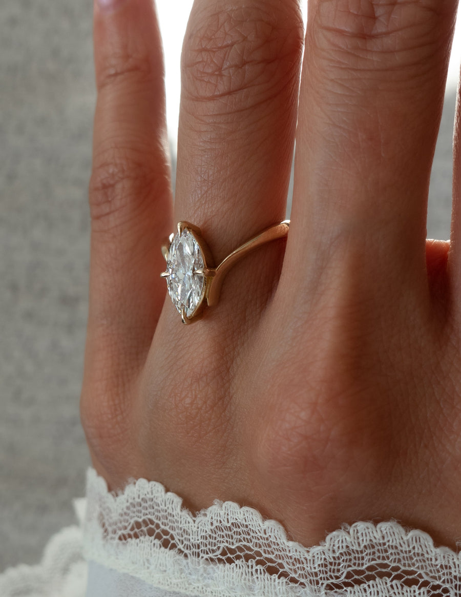 1.25 - 3.0 CT Marquise Shaped Lab Grown Diamond Soliatire Style Engagement Ring