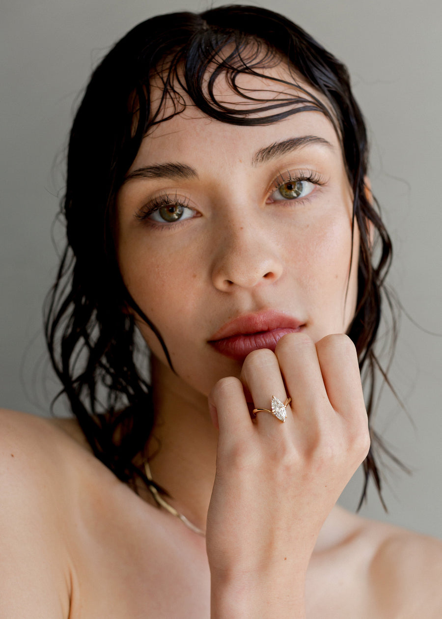 1.25 - 3.0 CT Marquise Shaped Lab Grown Diamond Soliatire Style Engagement Ring