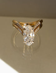 1.0 - 3.0 CT Moval Shaped Lab Grown Diamond Solitaire Style Bridal Set