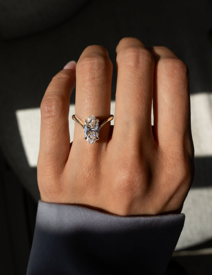 1.0 - 3.0 CT Oval Shaped Lab Grown Diamond Solitaire Style Engagement Ring