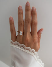 1.0 -3.0 CT Pear Shaped Lab Grown Diamond Soliatire Style Engagement Ring