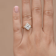 1.35 CT Princess Cut Cluster Halo Moissanite Engagement Ring