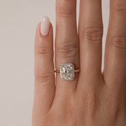 1.04 CT-2.40 CT Radiant Cut Halo Moissanite Engagement Ring