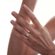 Round cut lab grown diamond solitaire engagement ring, 1.5 to 3.5 carats, set in timeless prong design on polished gold band