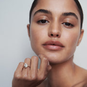 Oval cut lab grown diamond solitaire engagement ring, 1.5 to 3.5 carats, set in elegant prong setting on polished gold band