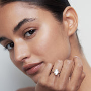 Oval cut lab grown diamond solitaire engagement ring, 1.5 to 3.5 carats, set in elegant prong setting on polished gold band