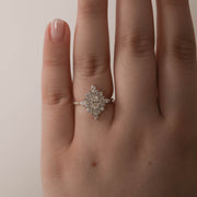 0.43 CT Oval Cluster Halo Moissanite Engagement Ring