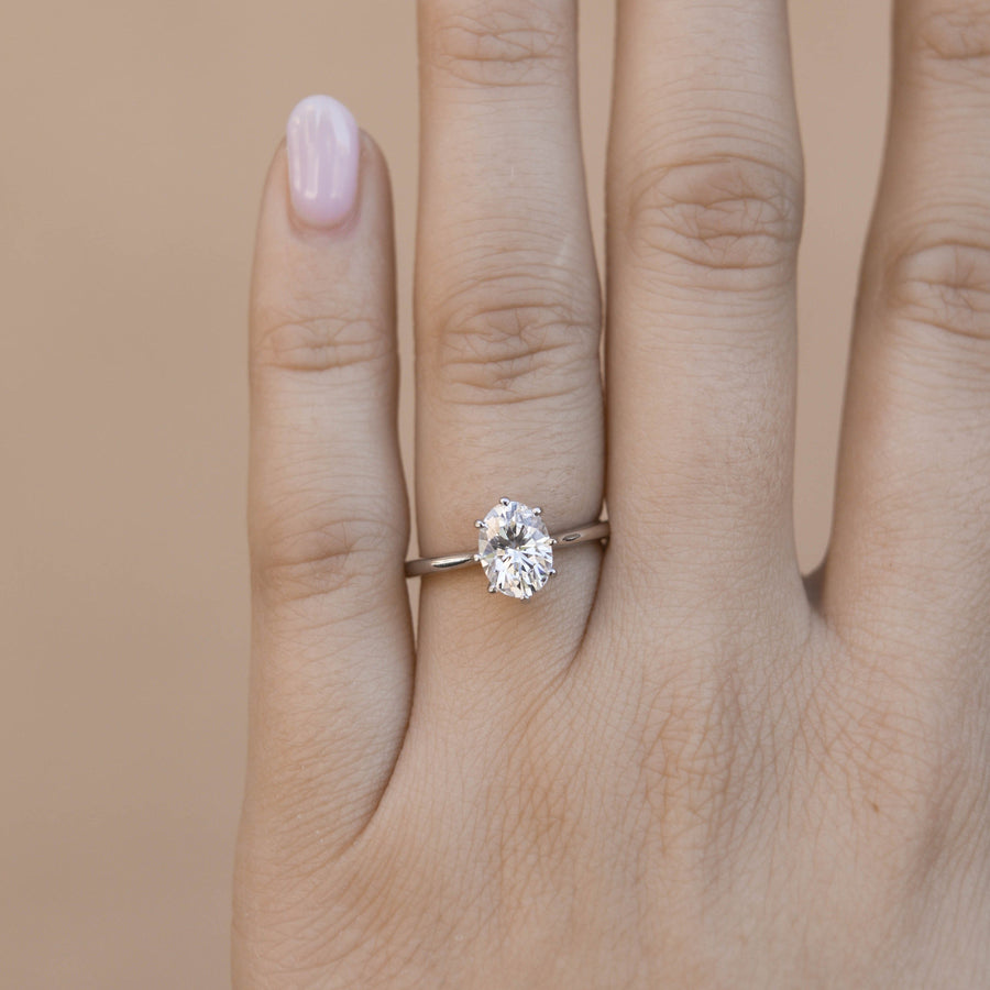 1.33 CT Oval Cut Solitaire Moissanite Engagement Ring