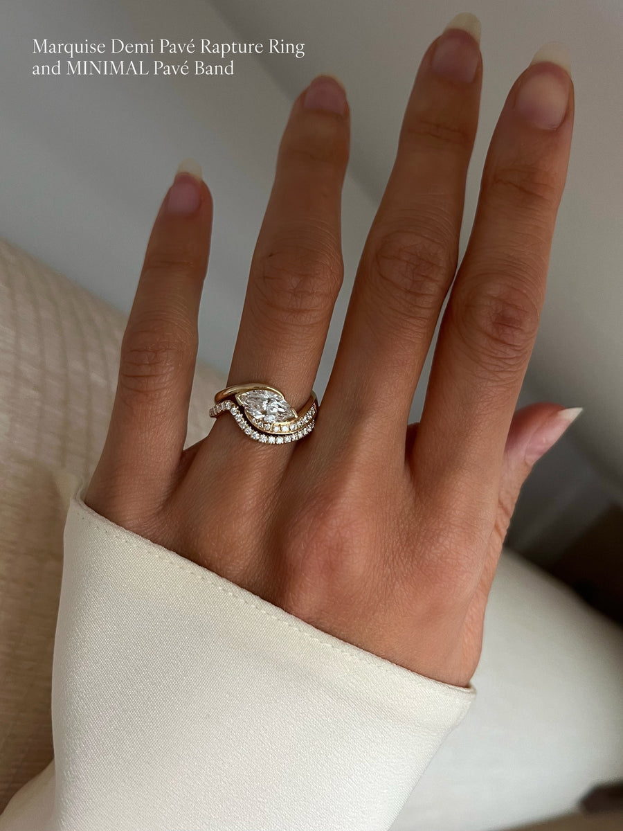 1.0 - 2.0 CT Marquise Cut Lab Grown Diamond Pavé Unique Setting Engagement Ring