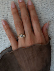 1.0 - 2.0 CT Marquise Cut Lab Grown Diamond Pavé Unique Setting Engagement Ring