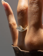 1.0 - 2.0 CT Marquise Cut Lab Grown Diamond Pavé Unique Setting Engagement Ring