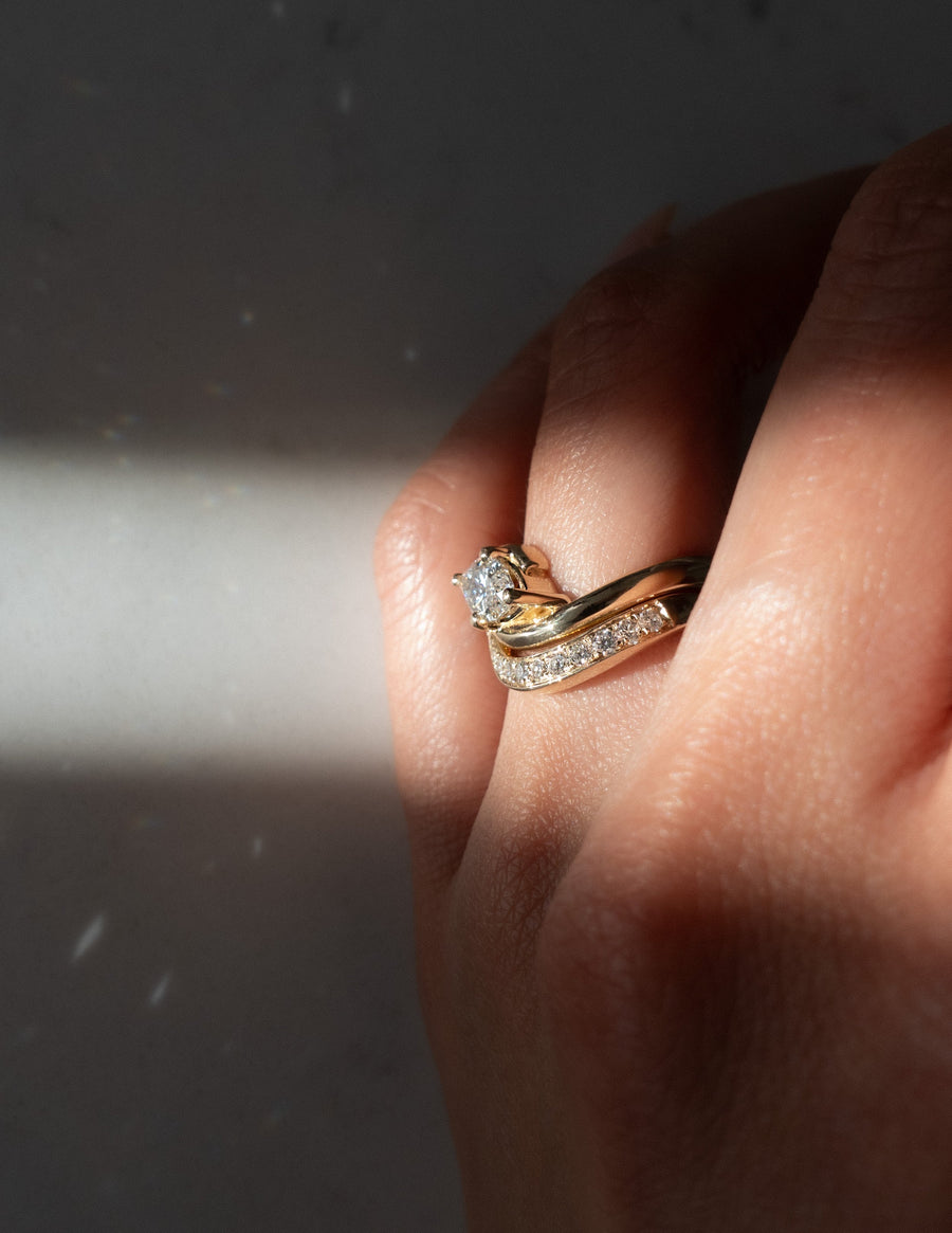 1.0 CT- 2.0 CT Marquise Cut Lab Grown Diamond Solitaire Setting Bridal Set