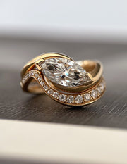 1.0 - 2.0 CT Marquise Cut Lab Grown Diamond Solitaire Setting Bridal Set