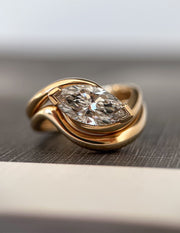 1.0 - 2.0  CT Marquise Cut Lab Grown Diamond Solitaire Setting Bridal Set