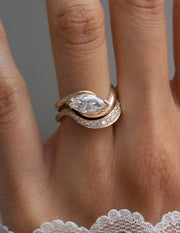 1.0 - 2.0 CT Marquise Cut Lab Grown Diamond Solitaire Setting Bridal Set