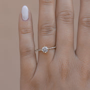 0.45 CT Round Cut Solitaire Pave Moissanite Engagement Ring