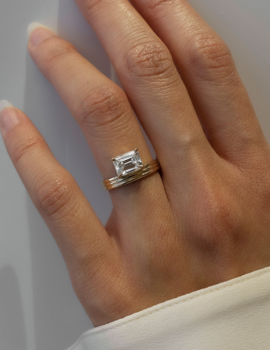 1.50 -2.50 CT Emerald Lab Grown Diamond Solitaire Style Bridal Bing Set