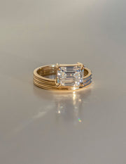 1.50 -2.50 CT Emerald Lab Grown Diamond Solitaire Style Bridal Bing Set