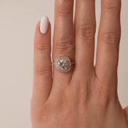 1.0 CT Round Cut Double Halo Moissanite Engagement Ring