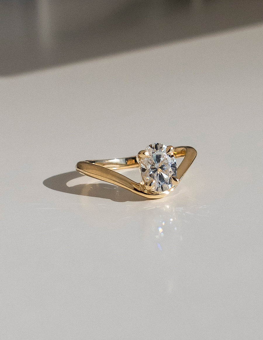 1.0 -2.0 CT Oval Cut Lab Grown Diamond Solitaire Engagement Ring