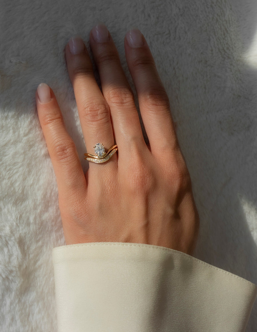 0.50-1.0 CT Oval Cut Lab Grown Diamond Solitaire Bridal Ring Set