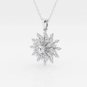 0.69 TCW Round Moissanite Diamond Sunburst Pendant -Custom Listing for Cathy