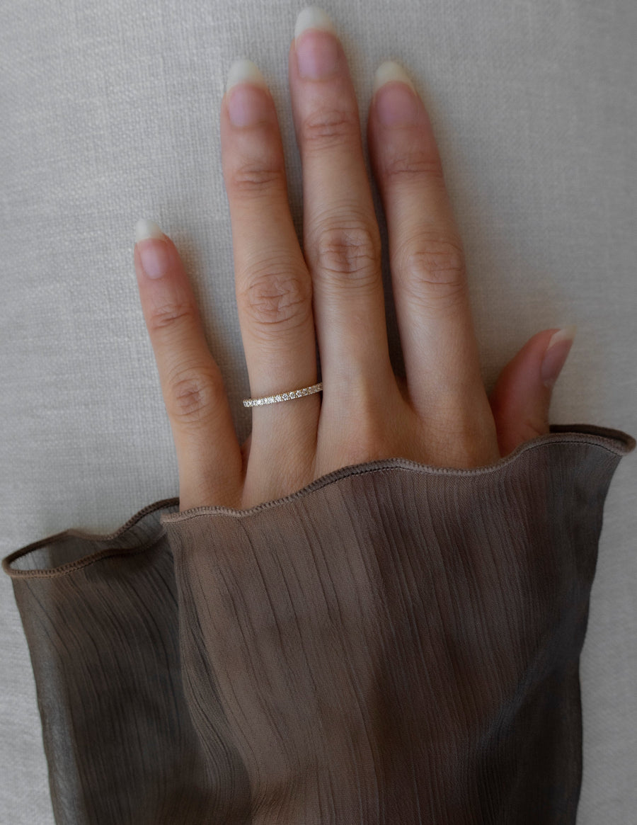 0.20 TCW Round Lab Grown Diamond Half Eternity Pave Band