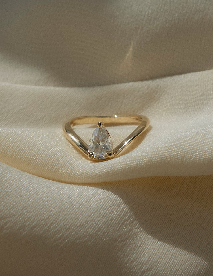1.0 -2.0 CT Pear Cut Lab Grown Diamond Solitaire Engagement Ring