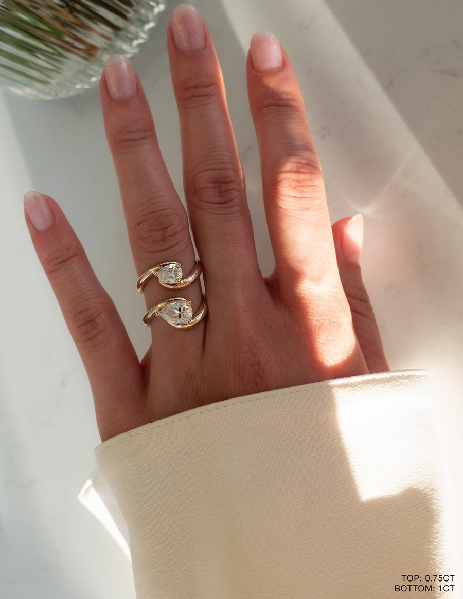 0.75-1.50 CT Pear Cut Lab Grown Diamond Solitaire Engagement Ring